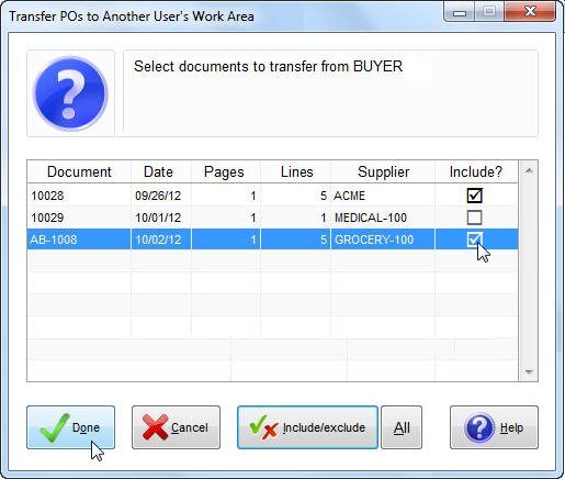 Transfer PO to another user