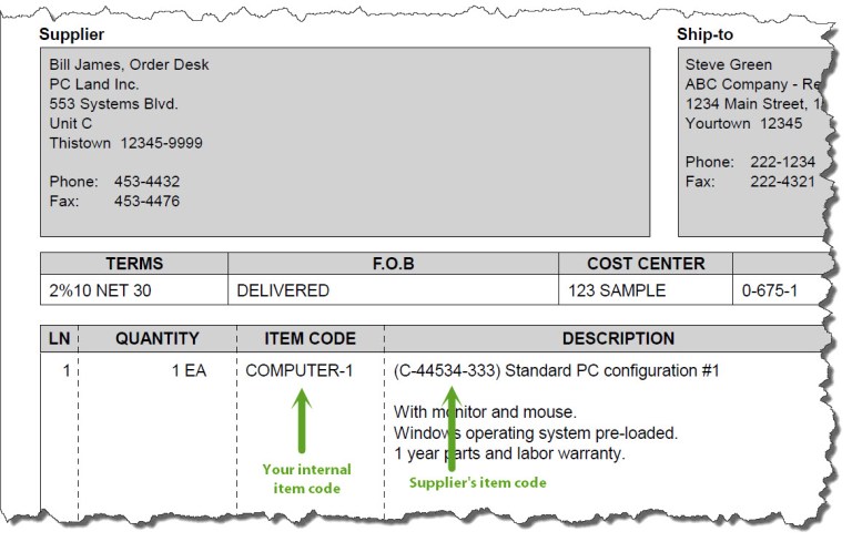 Part Numbers on the PO Form in your Free Purchase Order Software | The ...